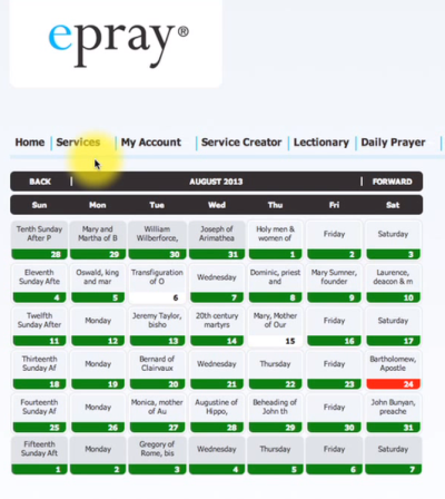 epray - Using the services menu